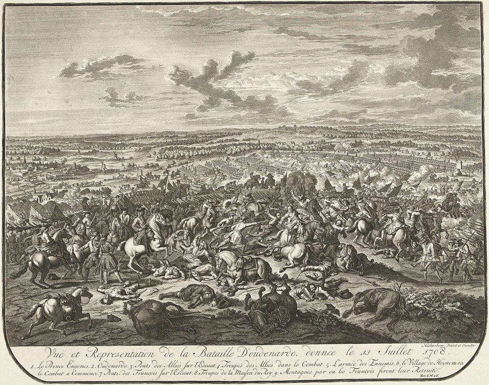 Engraved view of the battle of Oudenarde, 11 July 1708
